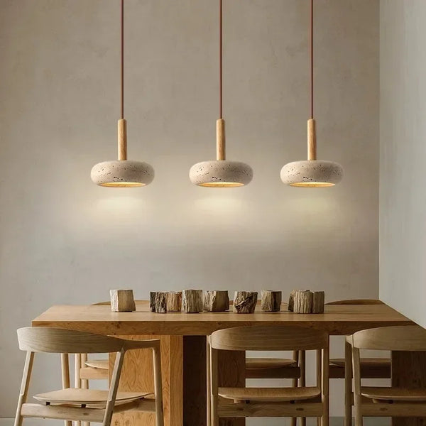 Small Pendant Light with Travertine Stone Design – LED Indoor Lamp for Living Room and Bedroom