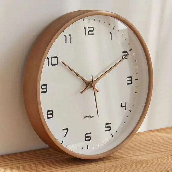 Silent Nordic Wooden Wall Clock – Japanese Minimalist Hanging Decor
