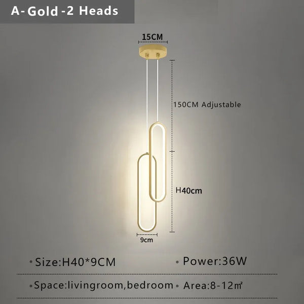 Variant image for Modern Black Pendant Light – Adjustable LED Hanging Light for Kitchen, Bedroom, and Living Room – Minimalist Iron Chandelier-2