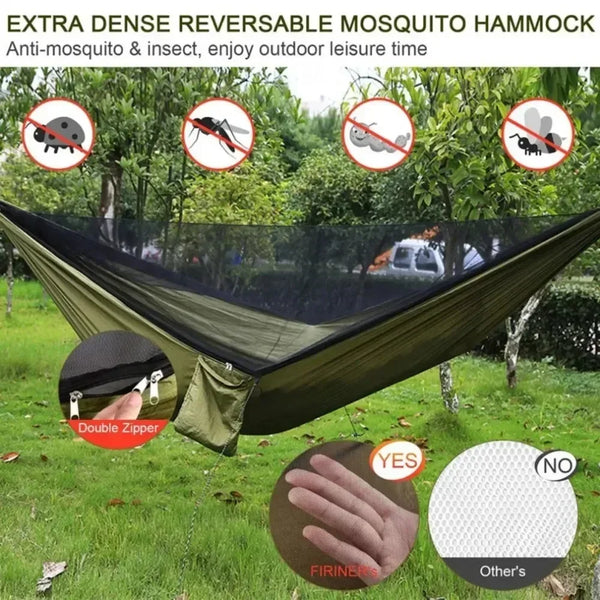 2-Person Camping Hammock with Mosquito Net and Portable Travel Bag
