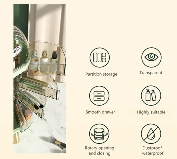 Transparent Desktop Makeup Organizer – Large Capacity Dustproof Jewelry & Cosmetic Storage Box