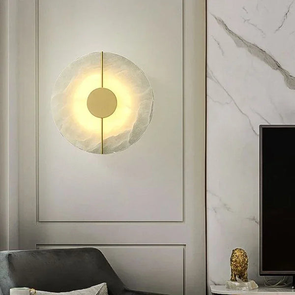 Modern Marble Wall Lamp Sconce with LED – Elegant Gold Copper Finish for Living Room and Bedroom