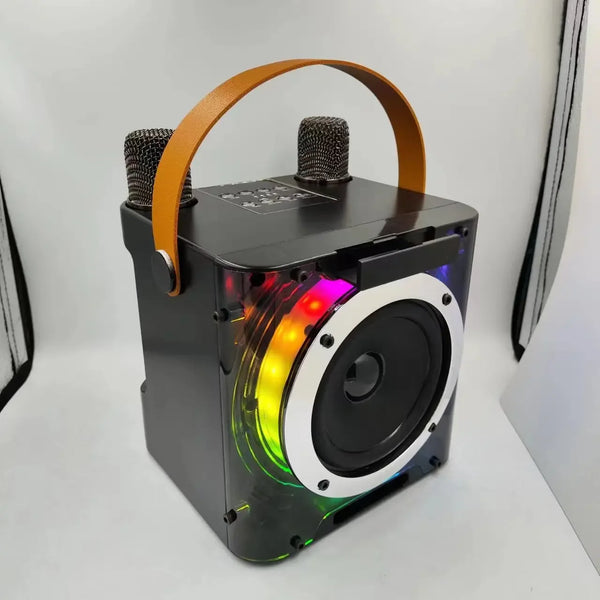 Portable Bluetooth Karaoke Speaker with Lights and Dual Mics