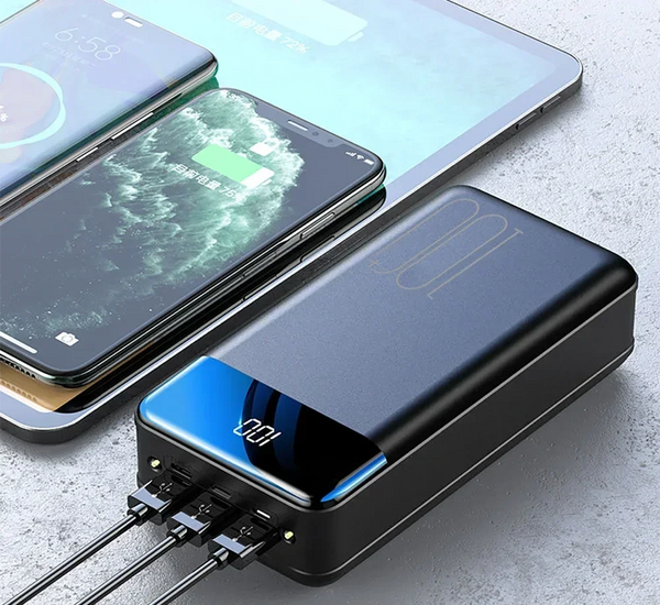 100000mAh Fast Charging Power Bank with LED Display & Flashlight