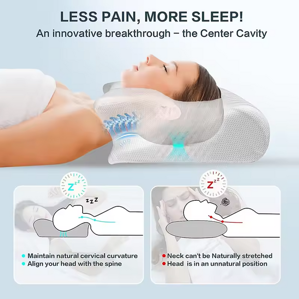 2 in 1 Memory Foam Cervical Pillow - Adjustable Orthopedic Neck Pillow for Better Sleep