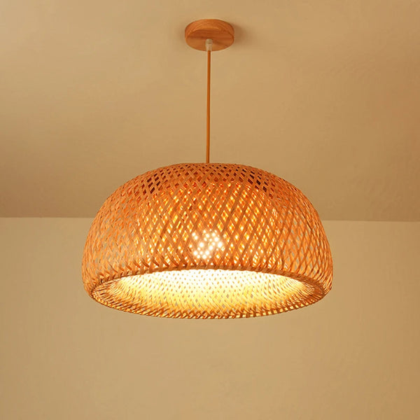 Hand Knitted Bamboo Pendant Lamp – Eco-Friendly Chinese Style Hanging Light for Home and Restaurant Decor-1