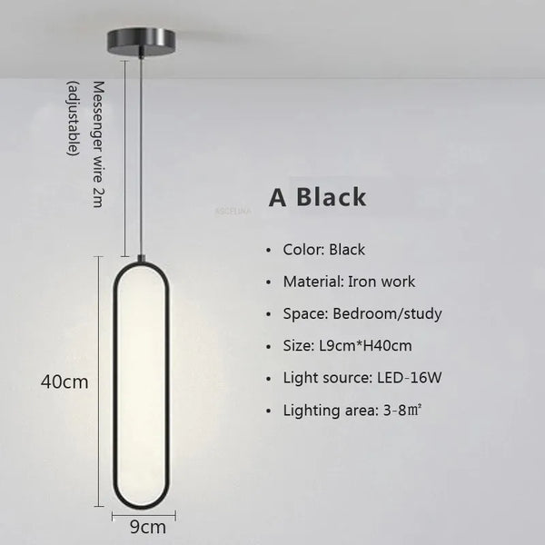 Variant image for Modern Black Pendant Light – Adjustable LED Hanging Light for Kitchen, Bedroom, and Living Room – Minimalist Iron Chandelier-4