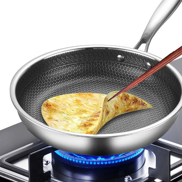 Stainless Steel Non-Stick Wok Pan for All Stoves with Handle