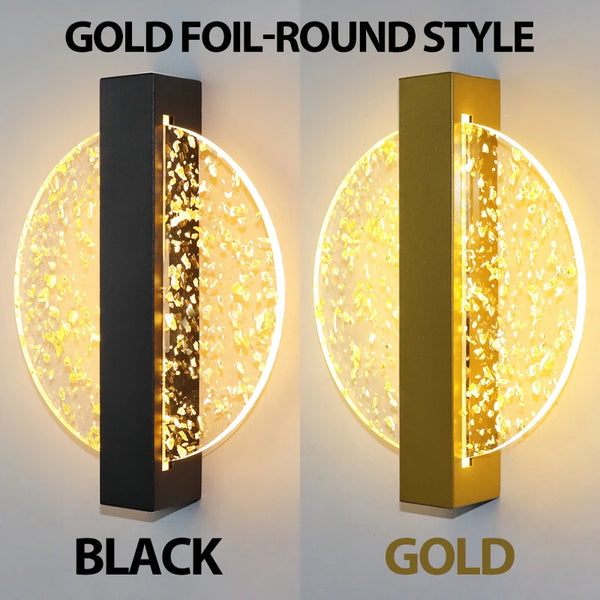 Variant image for Modern LED Wall Lamp with Gold Foil Finish – 10W Acrylic Wall Sconce for Indoor Bedroom and Living Room Lighting-20