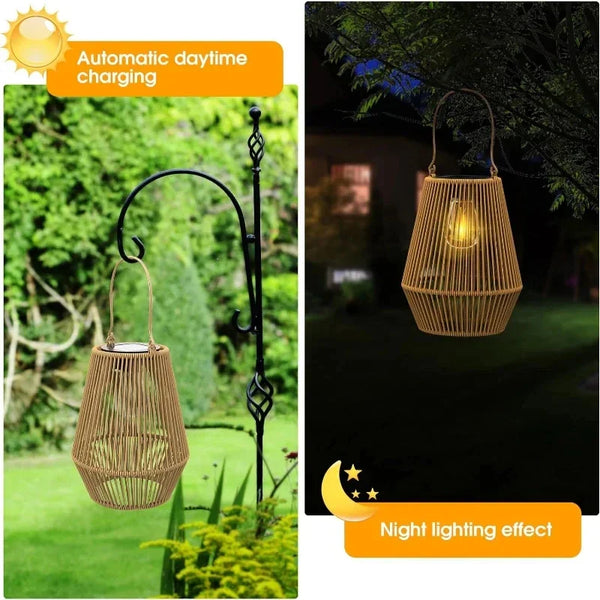 Outdoor Solar Woven Lantern Lights – Handcrafted Waterproof Garden & Courtyard Lamps with Long Battery Life