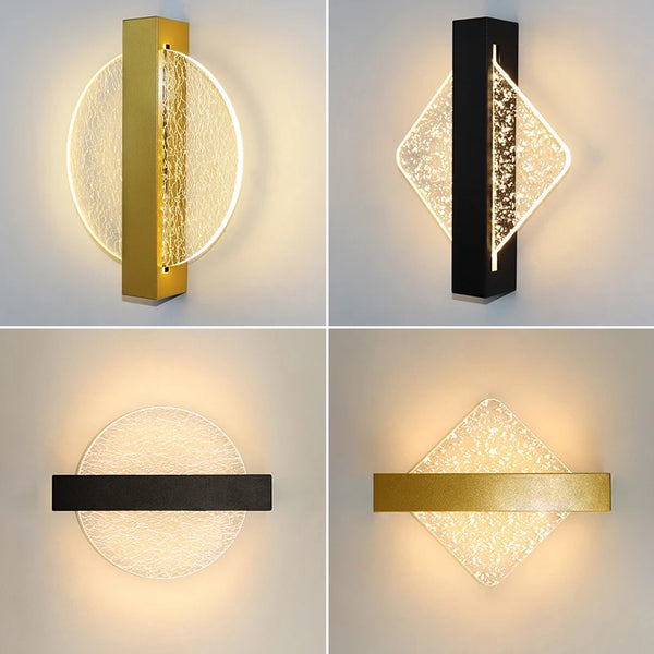 Modern LED Wall Lamp with Gold Foil Finish – 10W Acrylic Wall Sconce for Indoor Bedroom and Living Room Lighting-3