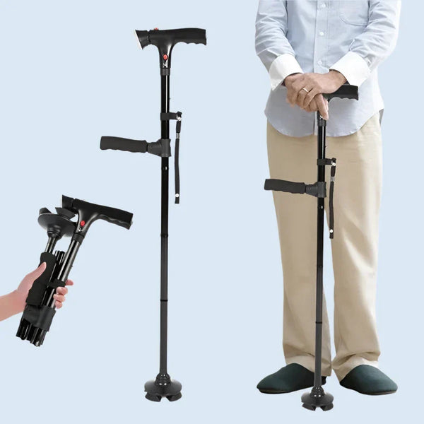 Adjustable Folding Cane with LED Light – Walk with Confidence & Safety