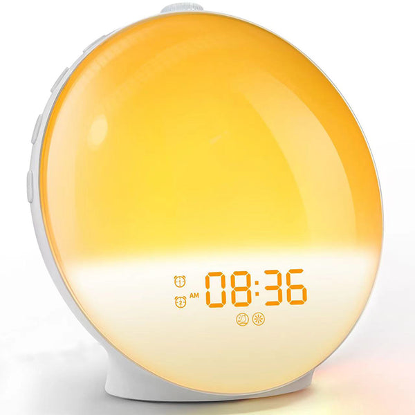 Sunrise Alarm Clock with FM Radio, Dual Alarms, Night Light, and 15 Color Options – Wake Up Light for Gentle Mornings
