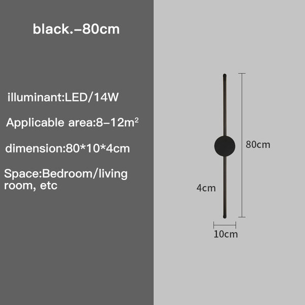 Modern I-Shaped LED Wall Light – Adjustable Three-Tone Wall Lamp for Bedroom and Living Room, Black Aviation Aluminum Sconce