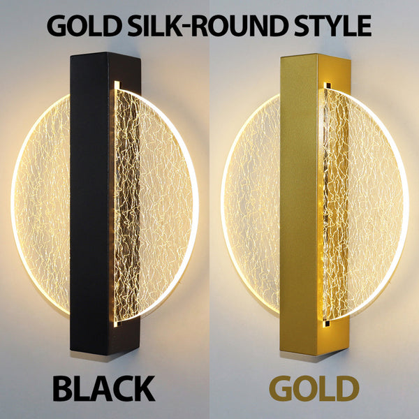 Modern LED Wall Lamp with Gold Foil Finish – Acrylic Wall Sconce for Indoor Bedroom and Living Room Lighting