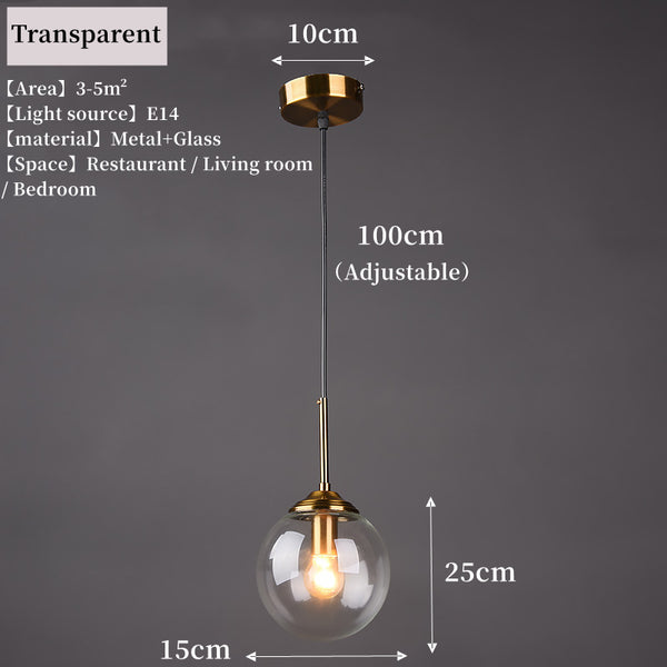 Modern Nordic Glass Pendant Lamp – Stylish Kitchen Pendant Lighting with Metal Fixture for Living and Dining Rooms