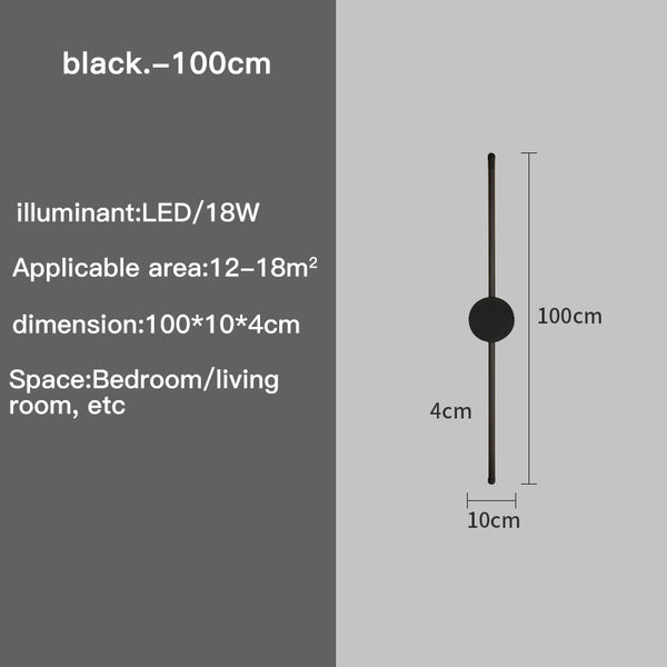 Modern I-Shaped LED Wall Light – Adjustable Three-Tone Wall Lamp for Bedroom and Living Room, Black Aviation Aluminum Sconce