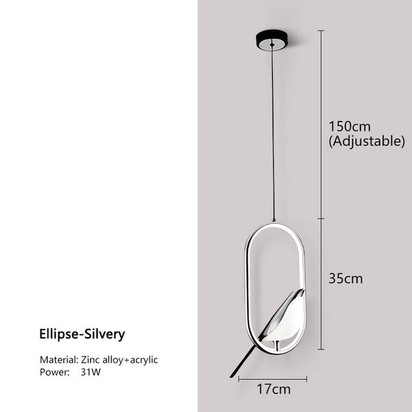 Black Nordic Magpie Bird LED Pendant Lamp – Stylish Indoor Chandelier for Kitchen and Bedroom Lighting