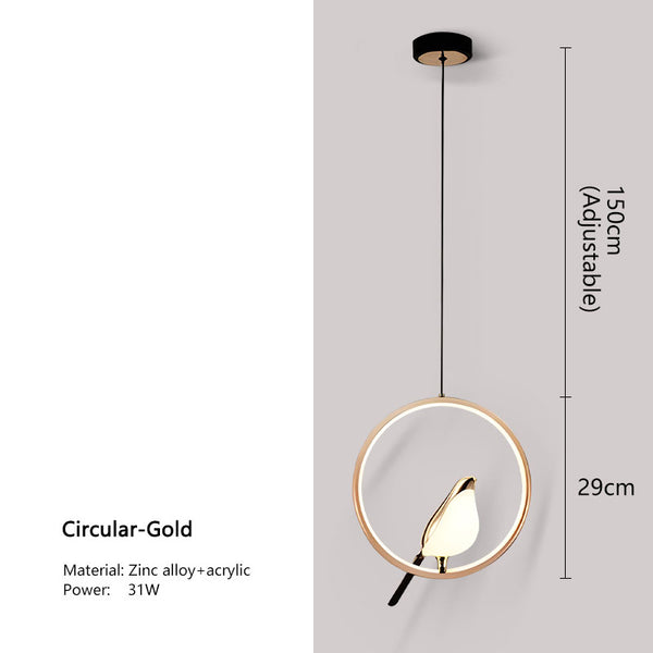 Black Nordic Magpie Bird LED Pendant Lamp – Stylish Indoor Chandelier for Kitchen and Bedroom Lighting