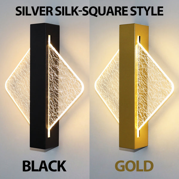 Modern LED Wall Lamp with Gold Foil Finish – Acrylic Wall Sconce for Indoor Bedroom and Living Room Lighting