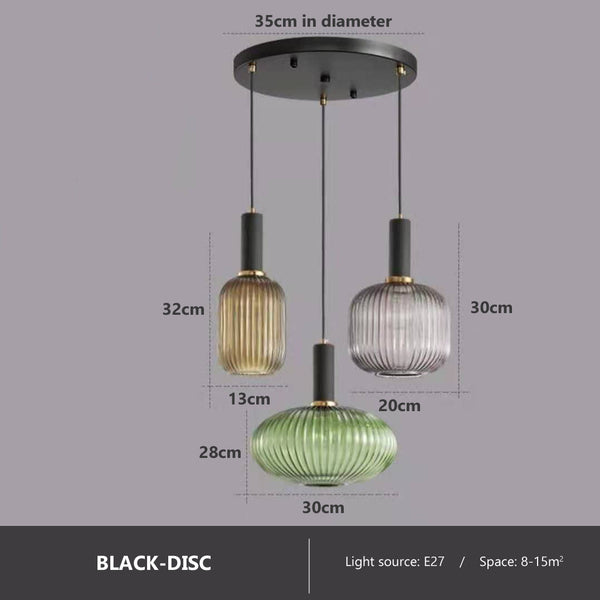 Colorful Retro Glass Pendant Light – Creative LED Hanging Light for Living Room and Bedroom
