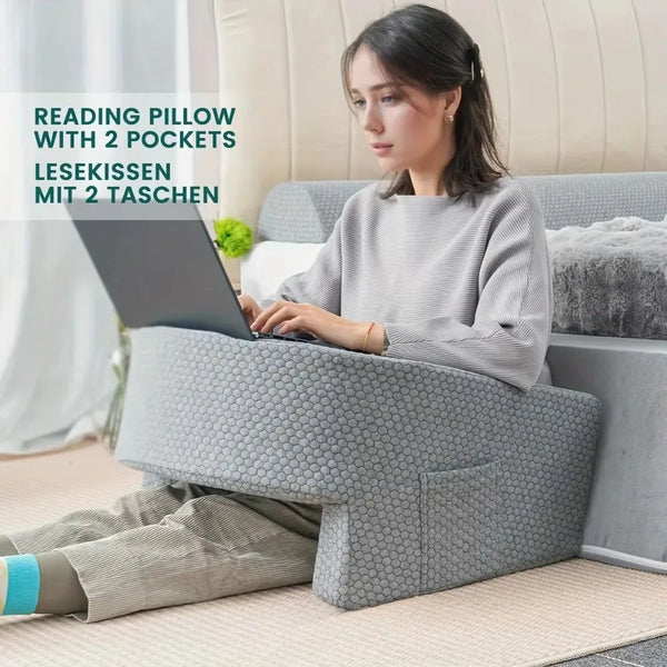 Memory Foam Reading Pillow with Arm Support and Washable Cover for Bed or Office