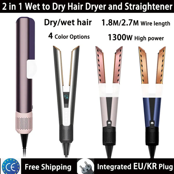 2-in-1 Hair Straightener and Blow Dryer with Negative Ion Styling