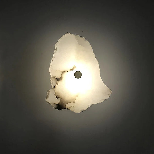 Luxury Natural Marble LED Wall Lamp with Copper Accents – Modern Indoor Wall Sconce for Bedroom and Living Room Decor