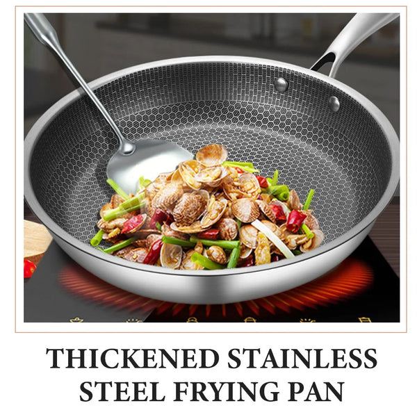 Stainless Steel Non-Stick Wok Pan for All Stoves with Handle