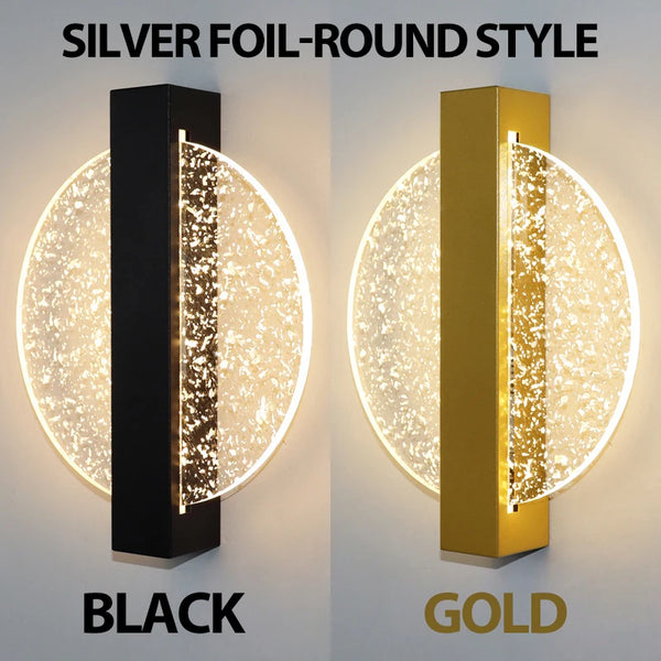 Variant image for Modern LED Wall Lamp with Gold Foil Finish – 10W Acrylic Wall Sconce for Indoor Bedroom and Living Room Lighting-15