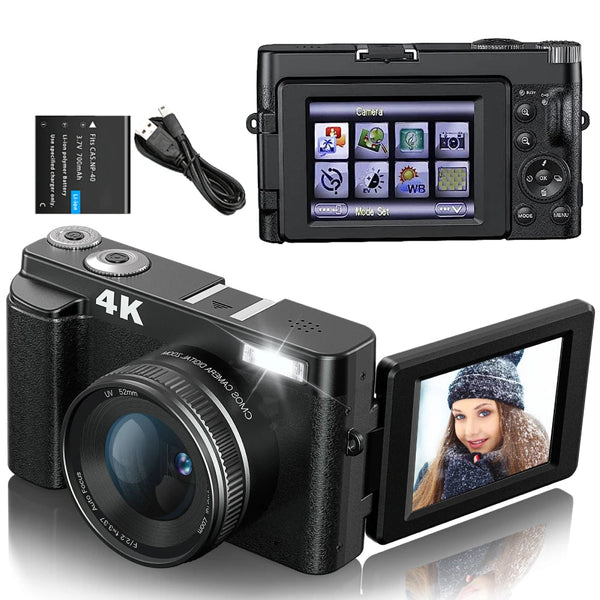 48MP 4K Digital Vlogging Camera with Autofocus and Flip Screen