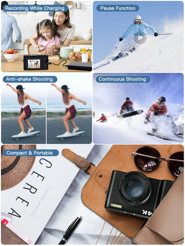 48MP 4K Digital Vlogging Camera with Autofocus and Flip Screen