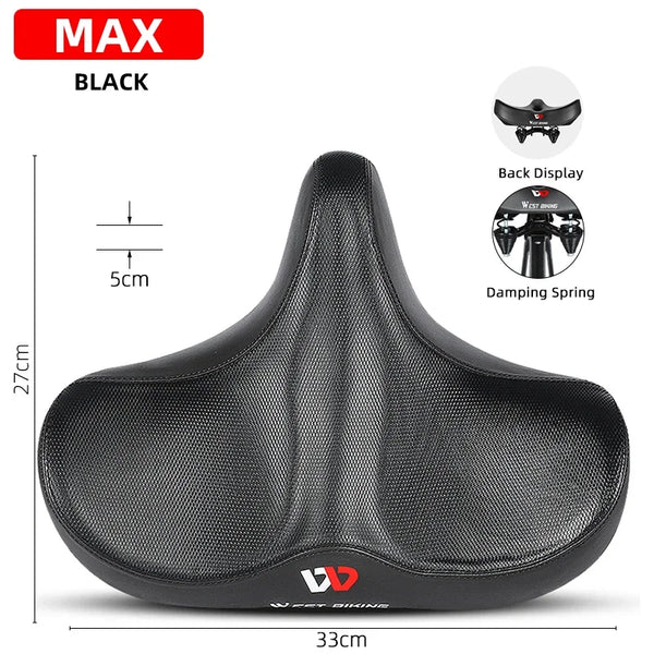 Wide Ergonomic Bike Saddle for MTB E Bike and City Bicycle Comfort