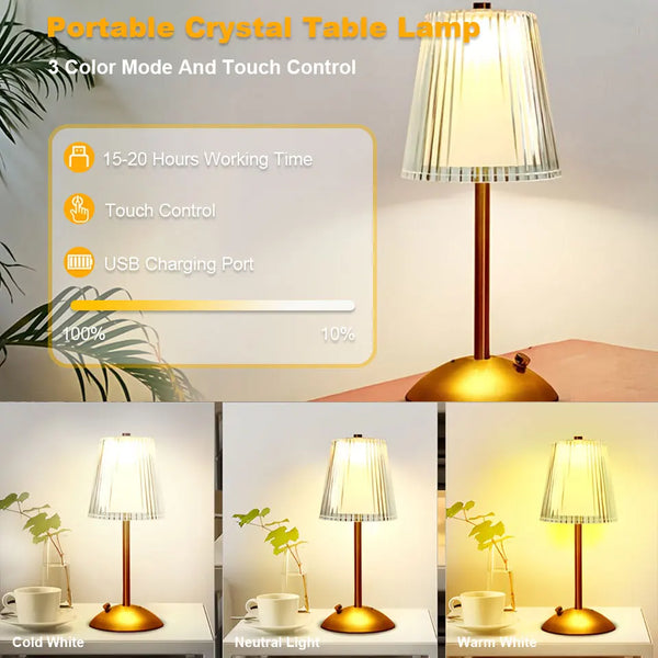 Rechargeable LED Touch Table Lamp – Nordic Dimmable Bedside Light with 3 Color Modes