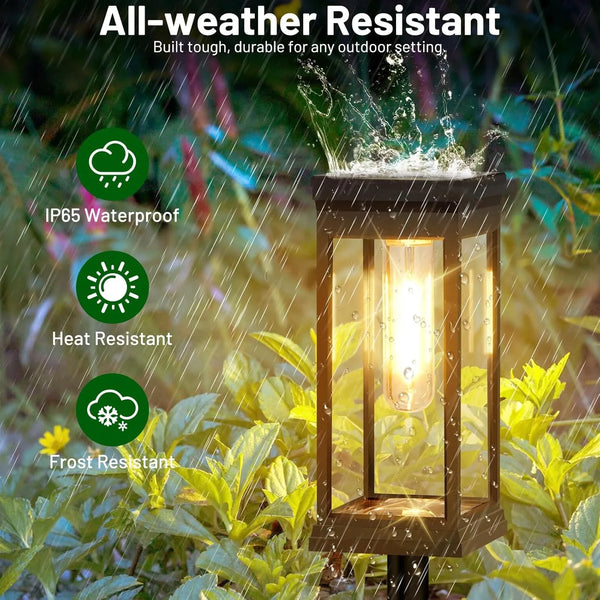 4PCS Solar Pathway Lights Outdoor Waterproof Landscape LED Lamps for Garden and Walkway