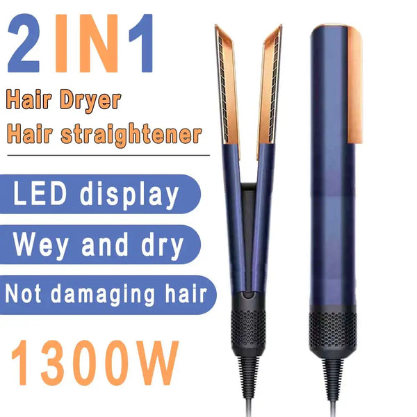 2-in-1 Hair Straightener and Blow Dryer with Negative Ion Styling