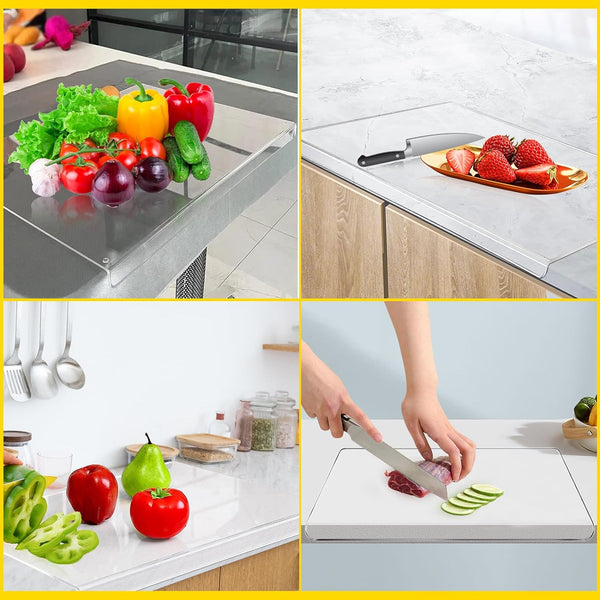 Non Slip Transparent Cutting Board with Lip – Countertop Protector for Home & Restaurant Kitchens