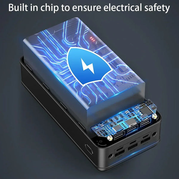 100000mAh Fast Charging Power Bank with LED Display & Flashlight