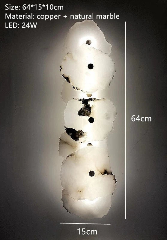 Variant image for Luxury Natural Marble LED Wall Lamp with Copper Accents – Modern Indoor Wall Sconce for Bedroom and Living Room Decor-4