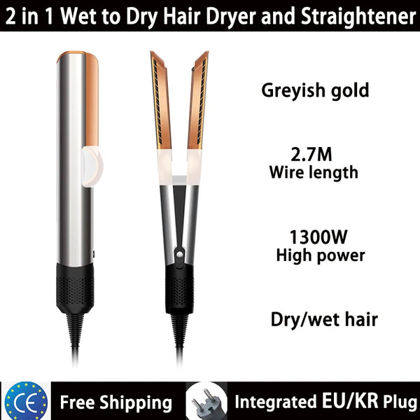 2-in-1 Hair Straightener and Blow Dryer with Negative Ion Styling