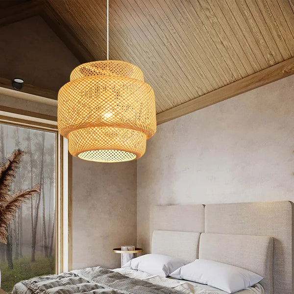 Hand Knitted Bamboo Pendant Lamp – Eco-Friendly Chinese Style Hanging Light for Home and Restaurant Decor-2