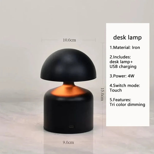 Rechargeable LED Touch Table Lamp – USB Dimmable Night Light with 3 Color Modes for Bedroom, Bedside & Reading