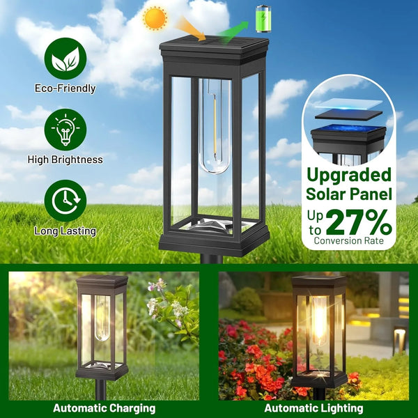 4PCS Solar Pathway Lights Outdoor Waterproof Landscape LED Lamps for Garden and Walkway
