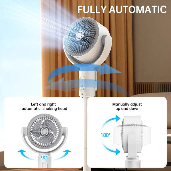 Rechargeable Oscillating Air Circulator Fan with Remote & Timer