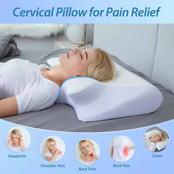 2 in 1 Memory Foam Cervical Pillow - Adjustable Orthopedic Neck Pillow for Better Sleep