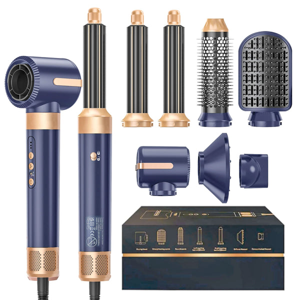 7-in-1 High-Speed Ionic Hair Dryer Brush with Diffuser, Curler & Styling Tools