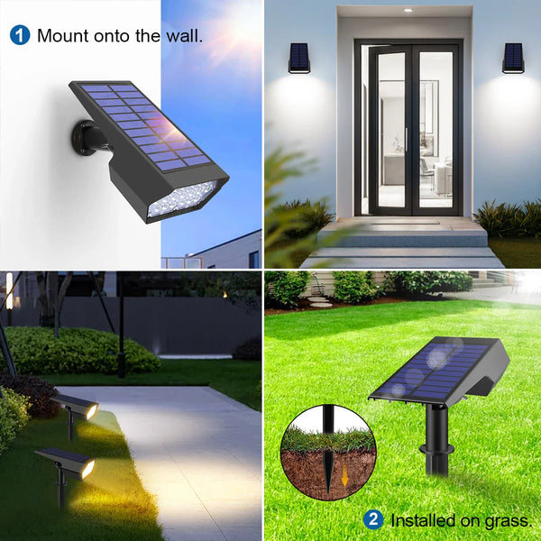 Solar LED Outdoor Spotlight with 2 Brightness Modes – Waterproof Landscape Light for Garden and Pathway Security