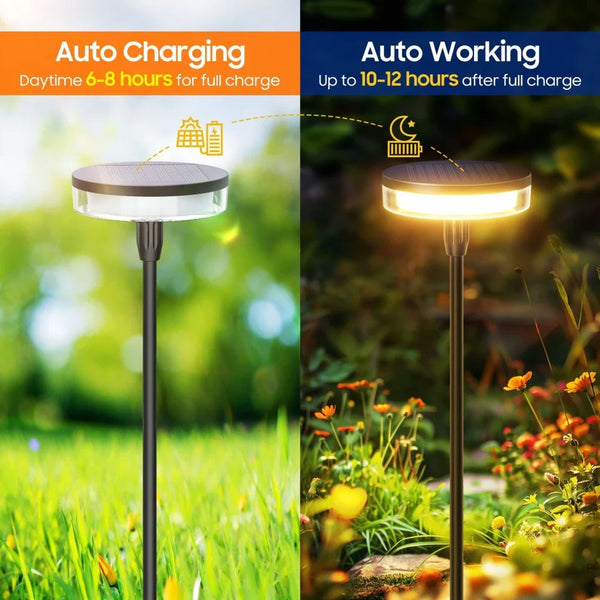 Solar Pathway Lights - 2PCS Waterproof Outdoor Garden Path Lights with 12-Hour Brightness