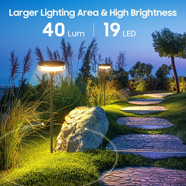 Solar Pathway Lights - 2PCS Waterproof Outdoor Garden Path Lights with 12-Hour Brightness