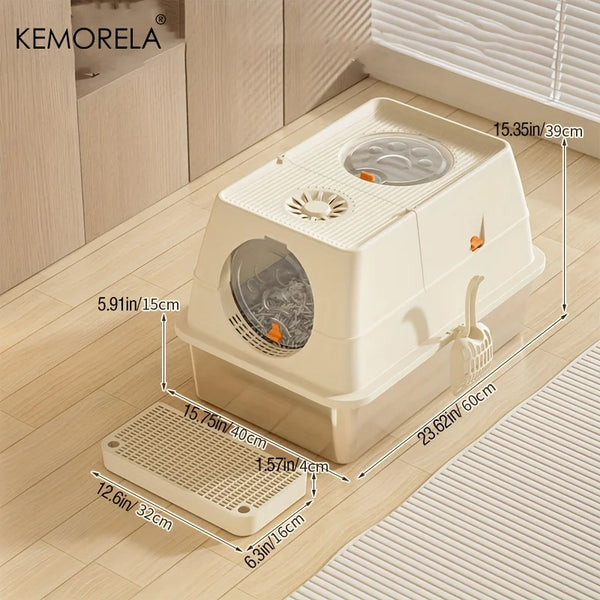 Stainless Steel Cat Litter Box with Lid - Odor-Proof Design for Easy Cleaning 7